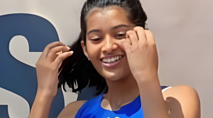Divya Saasha in blue costume