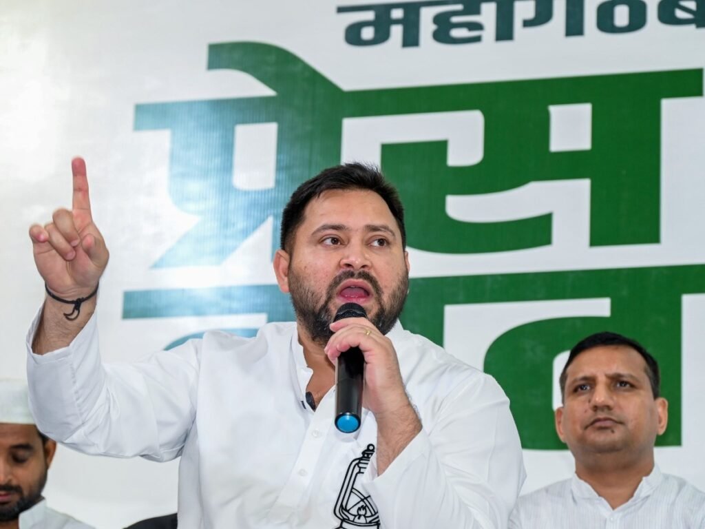 Tejashwi Survives Raghopur Thriller as NDA Storms to Historic Bihar Mandate Tejashwi Yadav campaigning Bihar election 2025